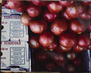 Tomatoes from Mexico for sale in supermarket.